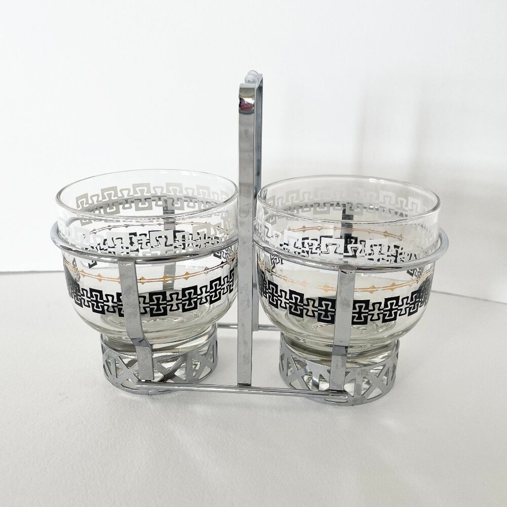 Vintage Libbey 2 jar glass condiment set